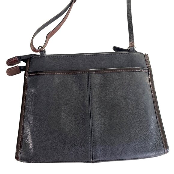 Brighton Black & Brown Leather Crossbody Bag With Adjustable Strap - Picture 2 of 13